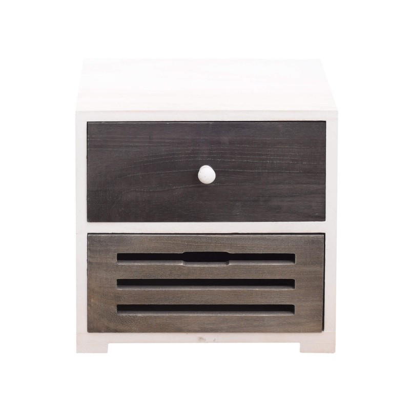 Mobili Rebecca Cabinet Bedside 2 drawers Wood Grey White Country 36x35x24