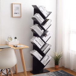 Rebecca Mobili Etageres Bibliotheque Bois Noir Design Contemporain 160x44,5x22