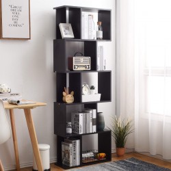 Bibliotheque Etageres Bois Noir Design Moderne - Mobili Rebecca