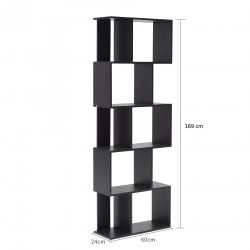 Bibliotheque Etageres Bois Noir Design Moderne - Mobili Rebecca