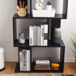 Bibliotheque Etageres Bois Noir Design Moderne - Mobili Rebecca