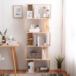 Bücherregal Regal 5 Fächer Holz Beige mordern - Mobili Rebecca