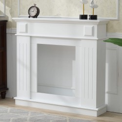 Fireplace Mantelpiece Wood White Retro Style - Mobili Rebecca