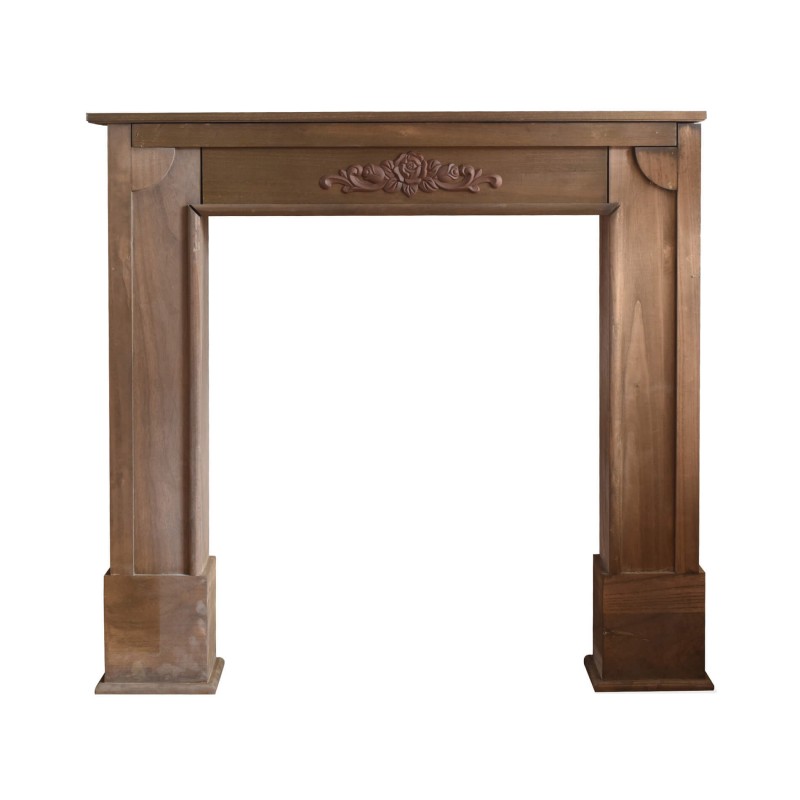 Mobili Rebecca Mantelpiece Fireplace Wood Brown Shabby 100x105x21