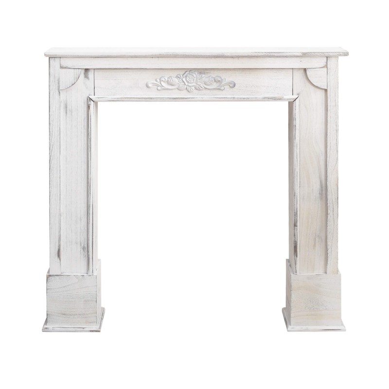 Fire surround in white wood pickled for living room - Mobili Rebecca