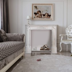 Fire surround in white wood pickled for living room - Mobili Rebecca