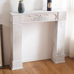 Finto camino shabby chic bianco per salotto romantico - Mobili Rebecca