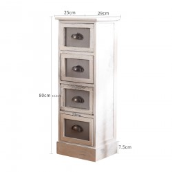 Mobili Rebecca Chest of Drawers Dresser 4 Drawers Wood Grey Vintage 80x29x25