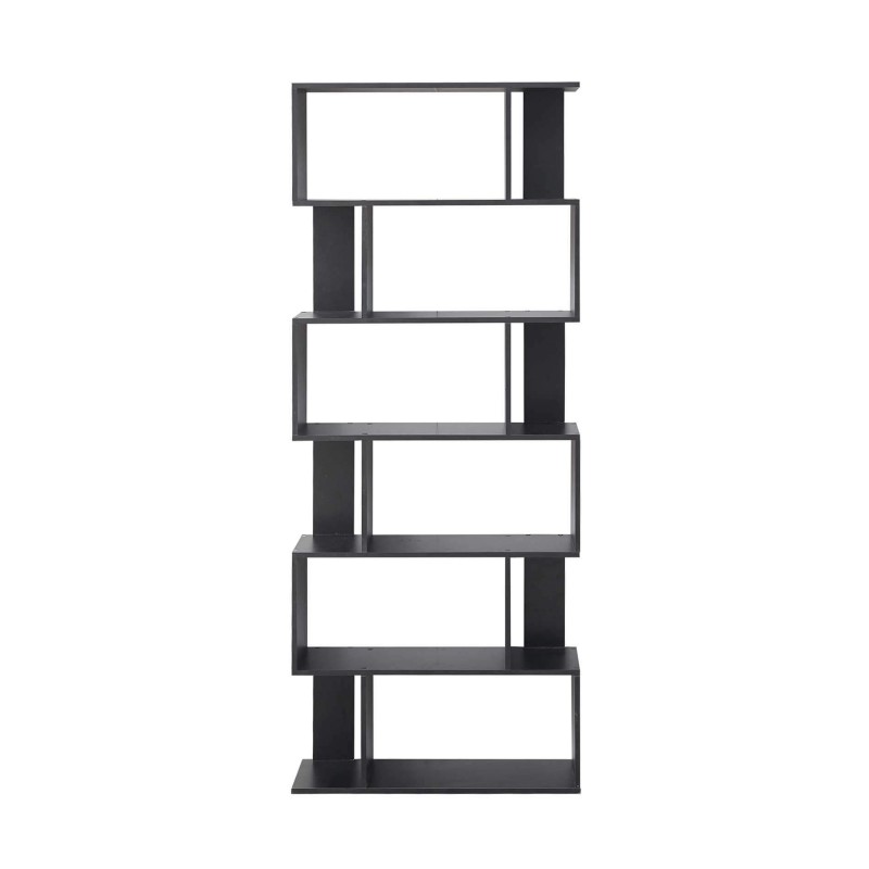 Mobili Rebecca Bookshelf Bookcase Modern Black 6 Shelves Book Cd 190x60x24