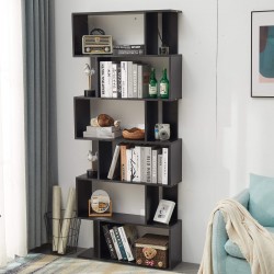 Libreria moderna legno nero con 6 ripiani a scaffale - Mobili Rebecca