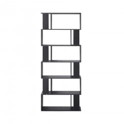 Mobili Rebecca Bookshelf Bookcase Modern Black 6 Shelves Book Cd 190x60x24