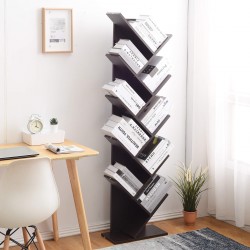 Mobili Rebecca Bookcase Bookshelf 10 Shelves Mdf Wenge Brown Modern 160x44,5x22