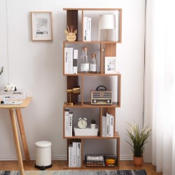 Modern oak brown bookcase with 5 shelves - Mobili Rebecca