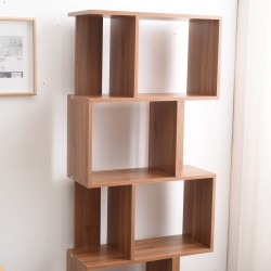 Modern oak brown bookcase with 5 shelves - Mobili Rebecca