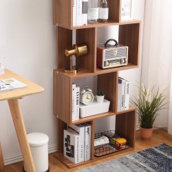 Modern oak brown bookcase with 5 shelves - Mobili Rebecca