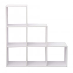 Rebecca Mobili Estantería Libreria Moderna Mdf Blanco 6 Cuartos 97,5x97,5x29