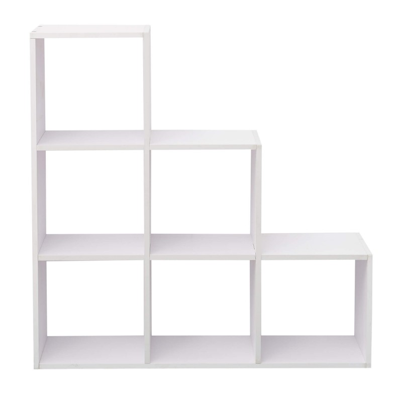 Rebecca Mobili Estantería Libreria Moderna Mdf Blanco 6 Cuartos 97,5x97,5x29