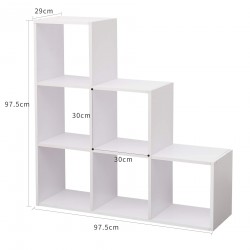 Rebecca Mobili Bücherregal Standregal Weiß Holz 6 Ablagen Schlafzimmer 97,5x97,5x29