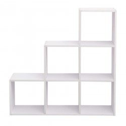 Rebecca Mobili Estantería Libreria Moderna Mdf Blanco 6 Cuartos 97,5x97,5x29