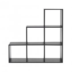 Mobili Rebecca Ladder Bookcase Shelf Black 6 Compartments Mdf Books 97,5x97,5x29