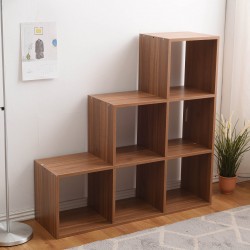 Mobili Rebecca Ladder Bookcase Mdf 6 Compartments Brown Modern 97,5x97,5x29