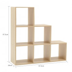 Rebecca Mobili Bücherregal Treppenregal 6 Ablagen Holz Braun 97,5x97x5x29