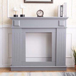 Mobili Rebecca Fireplace Fire Sorround Wood Light Grey Bedroom 100x109x26