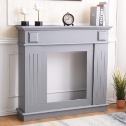 Mobili Rebecca Fireplace Fire Sorround Wood Light Grey Bedroom 100x109x26