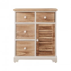 Mobili Rebecca Chest of Drawers White Natural Wood 4 Drawers 1 Door 70x60x30