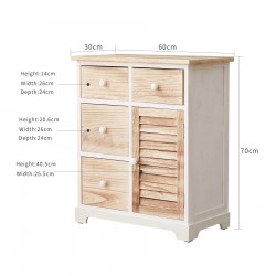 Mobili Rebecca Chest of Drawers White Natural Wood 4 Drawers 1 Door 70x60x30