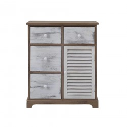 Mobili Rebecca Cabinet Sideboard White Gray 4 Drawers 1 Door Wood Retro 70x60x30