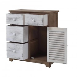 Mobili Rebecca Cabinet Sideboard White Gray 4 Drawers 1 Door Wood Retro 70x60x30