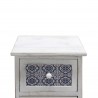 Shabby white bedside table with 3 drawers with prints - Mobili Rebecca