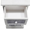 Shabby white bedside table with 3 drawers with prints - Mobili Rebecca