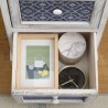 Shabby white bedside table with 3 drawers with prints - Mobili Rebecca