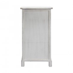 Shabby white bedside table with 3 drawers with prints - Mobili Rebecca