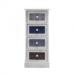 Shabby white chest of drawers with 4 drawers with prints - Mobili Rebecca