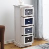 Shabby white chest of drawers with 4 drawers with prints - Mobili Rebecca