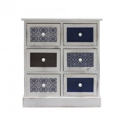 Rebecca Mobili Armoire Meuble Rangement Blanc Gris Bleu Clair 6 Tiroirs 59,5x55,5x25