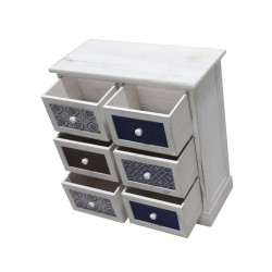 Rebecca Mobili Armoire Meuble Rangement Blanc Gris Bleu Clair 6 Tiroirs 59,5x55,5x25