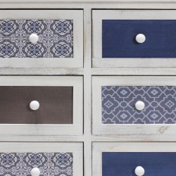 Rebecca Mobili Armoire Meuble Rangement Blanc Gris Bleu Clair 6 Tiroirs 59,5x55,5x25