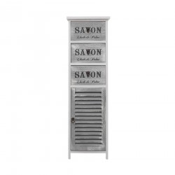 Rebecca Mobili Commode Armoire Blanc Gris 3 Tiroirs Porte Bois 102x32x27