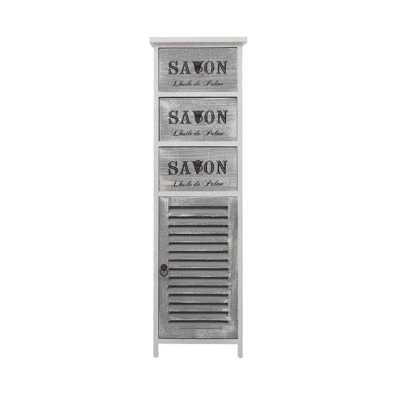 Rebecca Mobili Commode Armoire Blanc Gris 3 Tiroirs Porte Bois 102x32x27