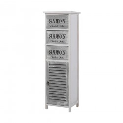 Rebecca Mobili Commode Armoire Blanc Gris 3 Tiroirs Porte Bois 102x32x27