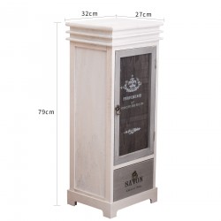 Rebecca Mobili Armoire Vaisselier 1 Tiroirs 1 Porte Bois Blanc Gris 88x32x26