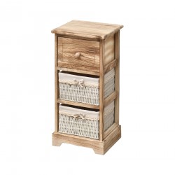 Small chest of drawers with 3 drawers in light wood and wicker - Mobili Rebecca