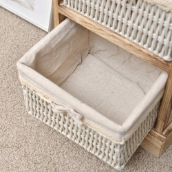 Small chest of drawers with 3 drawers in light wood and wicker - Mobili Rebecca