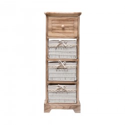 Mobili Rebecca Chest of Drawers 1 Drawer 3 Baskets Wood Rustic Wicker 81x30x27