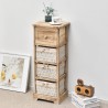 Mobili Rebecca Chest of Drawers 1 Drawer 3 Baskets Wood Rustic Wicker 81x30x27