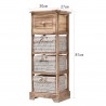 Mobili Rebecca Chest of Drawers 1 Drawer 3 Baskets Wood Rustic Wicker 81x30x27